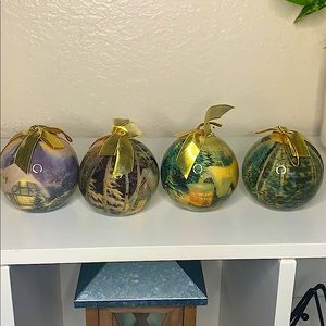 Four Vintage Christmas Ornaments by Thomas Kinkade